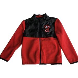 Vintage 90s DISNEY STORE Fleece MICKEY MOUSE Patch JACKET Zip Up KIDS 4T Toddler